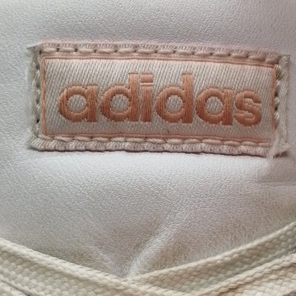 Adidas Womens Sneaker White Pink Trim Lace Up Walking Shoe Round Toe Low Top 8.5 - Picture 9 of 11